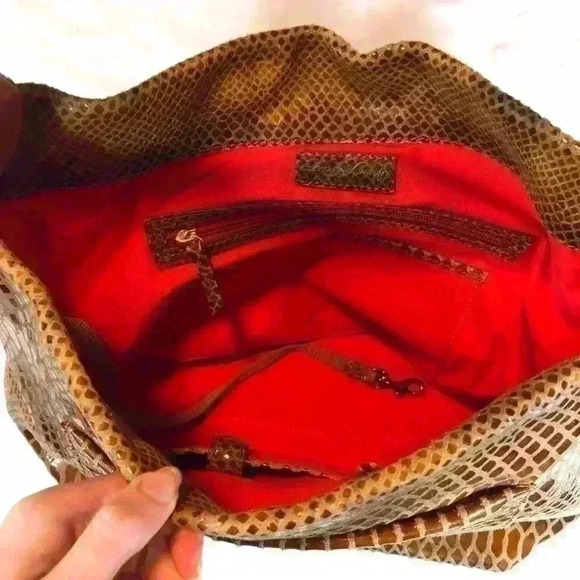 Dooney & Bourke Logo Lock Faux Snakeskin Hobo Bag - Picture 4 of 8